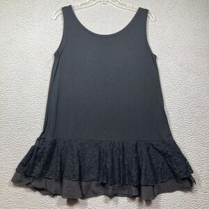 Whimsigoth Tunic Tank Top Womens Small Black Lace Ruffle Fairy Grunge Stretch
